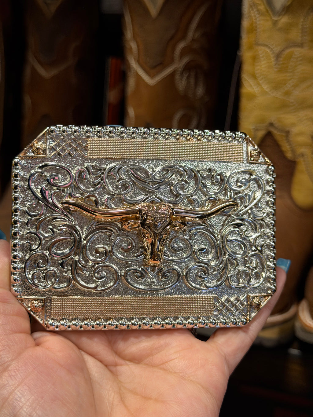 Western Longhorn Belt Buckle for Men &amp; Women | Silver &amp; Gold Cowboy Rodeo Buckle
