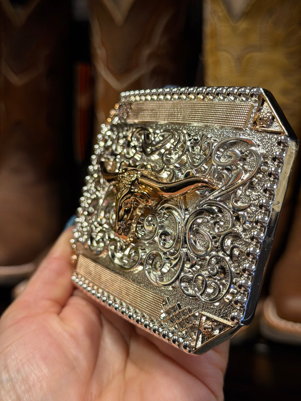 Western Longhorn Belt Buckle for Men &amp; Women | Silver &amp; Gold Cowboy Rodeo Buckle