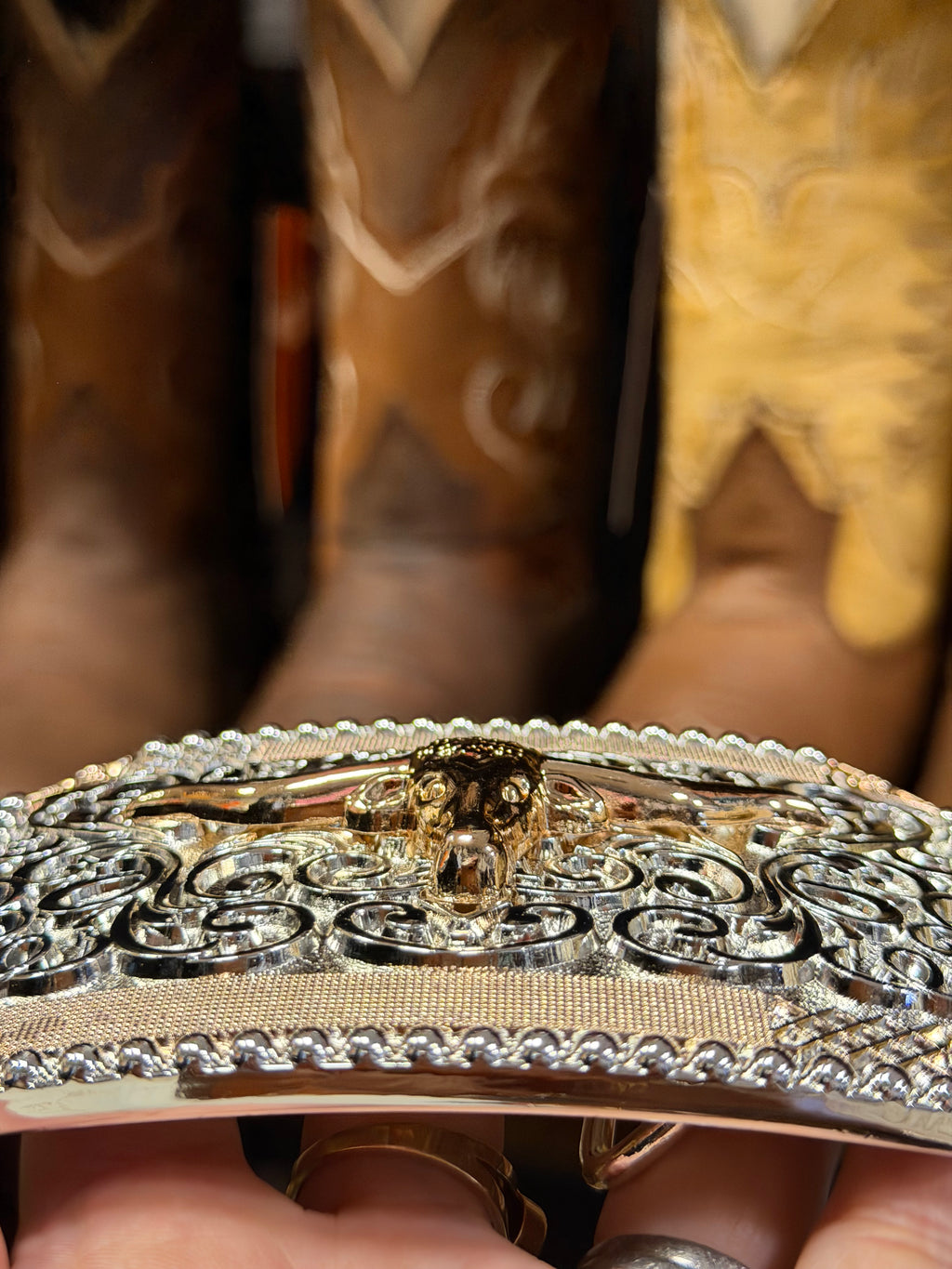 Western Longhorn Belt Buckle for Men &amp; Women | Silver &amp; Gold Cowboy Rodeo Buckle