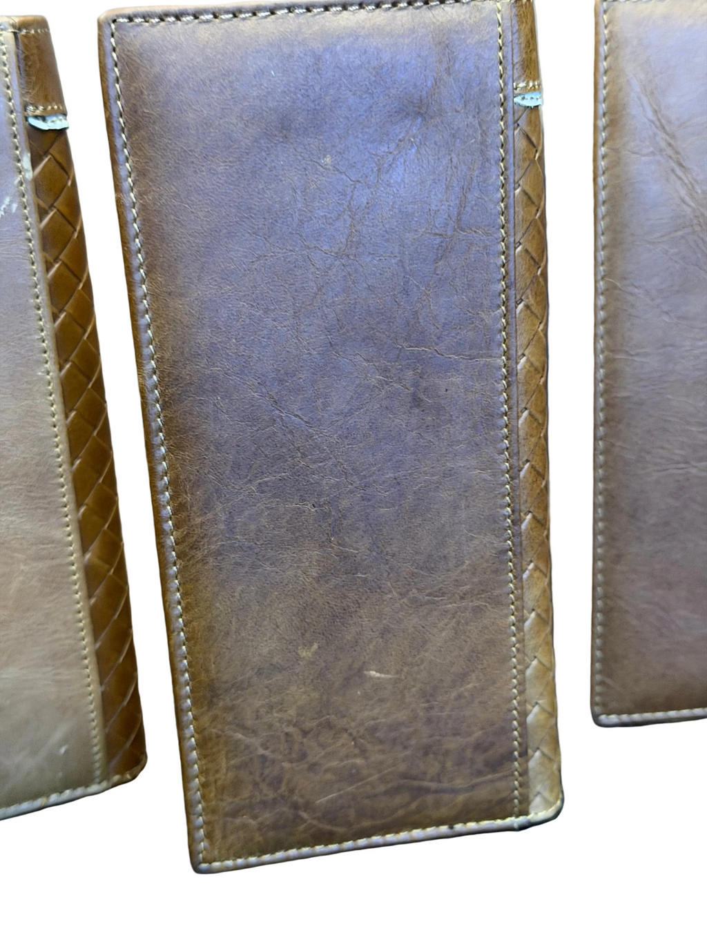Western Tooled Bifold Wallet for Men – Basket Weave Leather Look Rodeo Wallet with Bull Concho