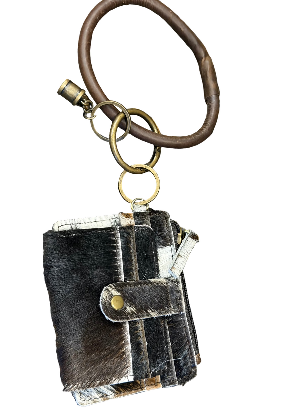 Genuine Leather Cowhide Wristlet Wallet Keychain for Women | Western Card Holder Coin Purse