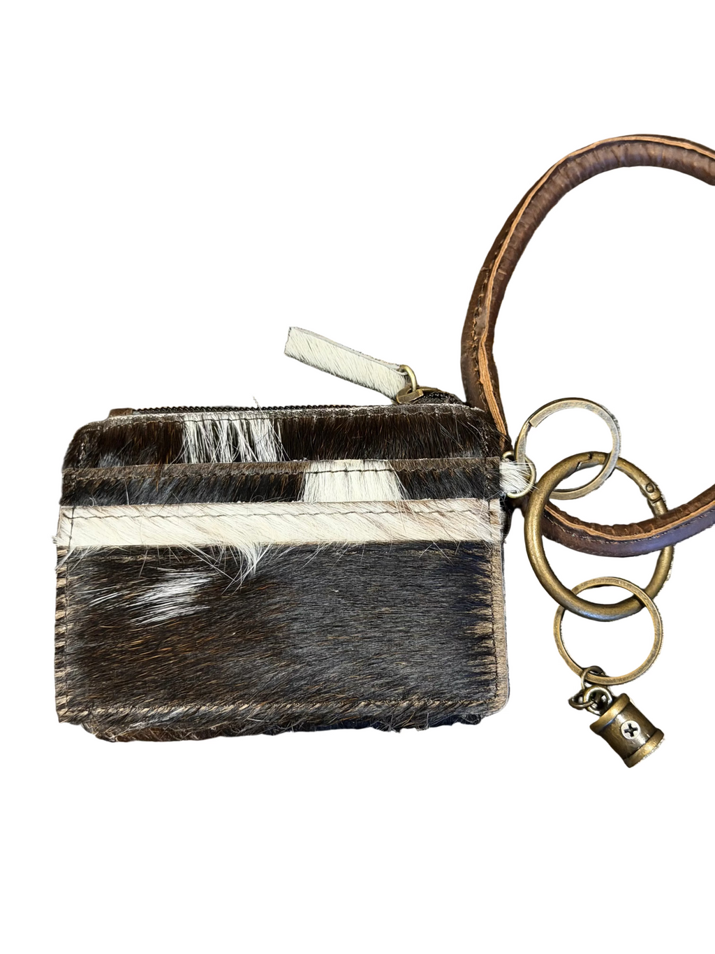 Genuine Leather Cowhide Wristlet Wallet Keychain for Women | Western Card Holder Coin Purse