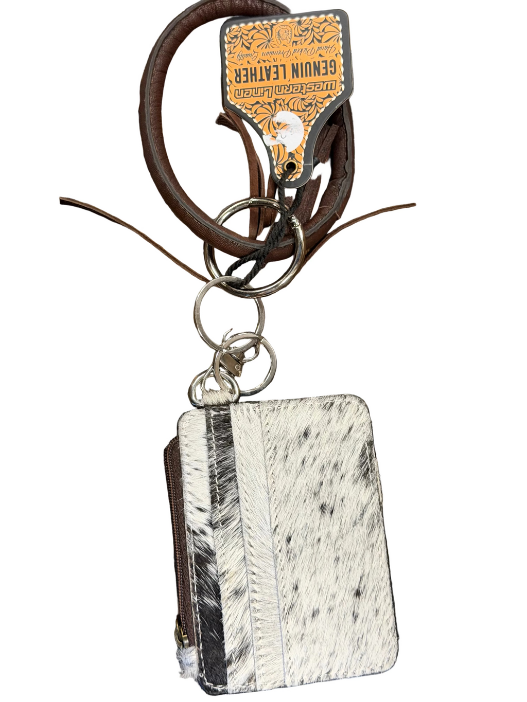 Genuine Leather Cowhide Wristlet Wallet Keychain for Women | Western Card Holder Coin Purse