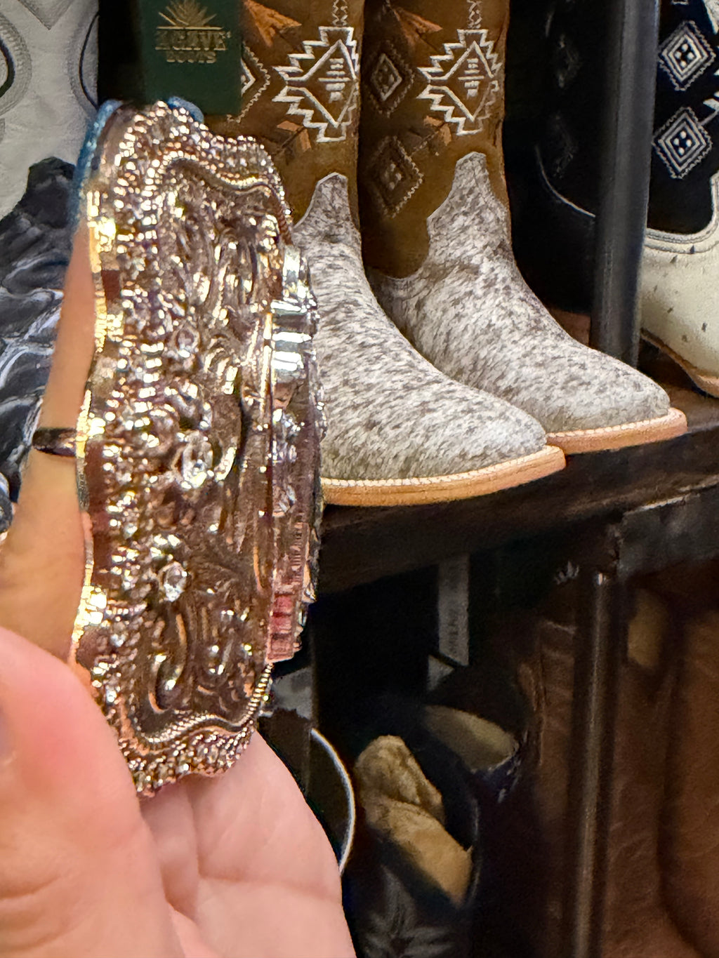 Western Saint Jude Rhinestone Belt Buckle for Men and Women