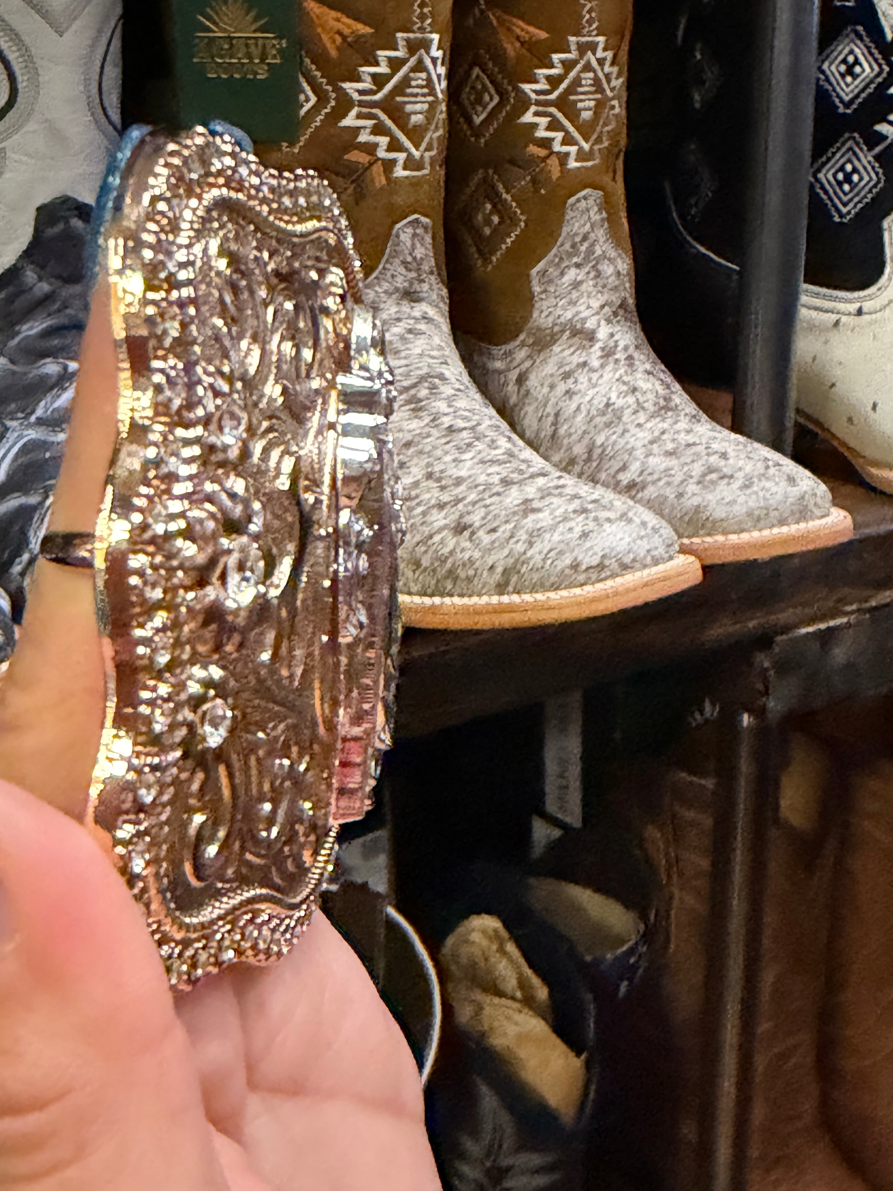 Western Saint Jude Rhinestone Belt Buckle for Men and Women