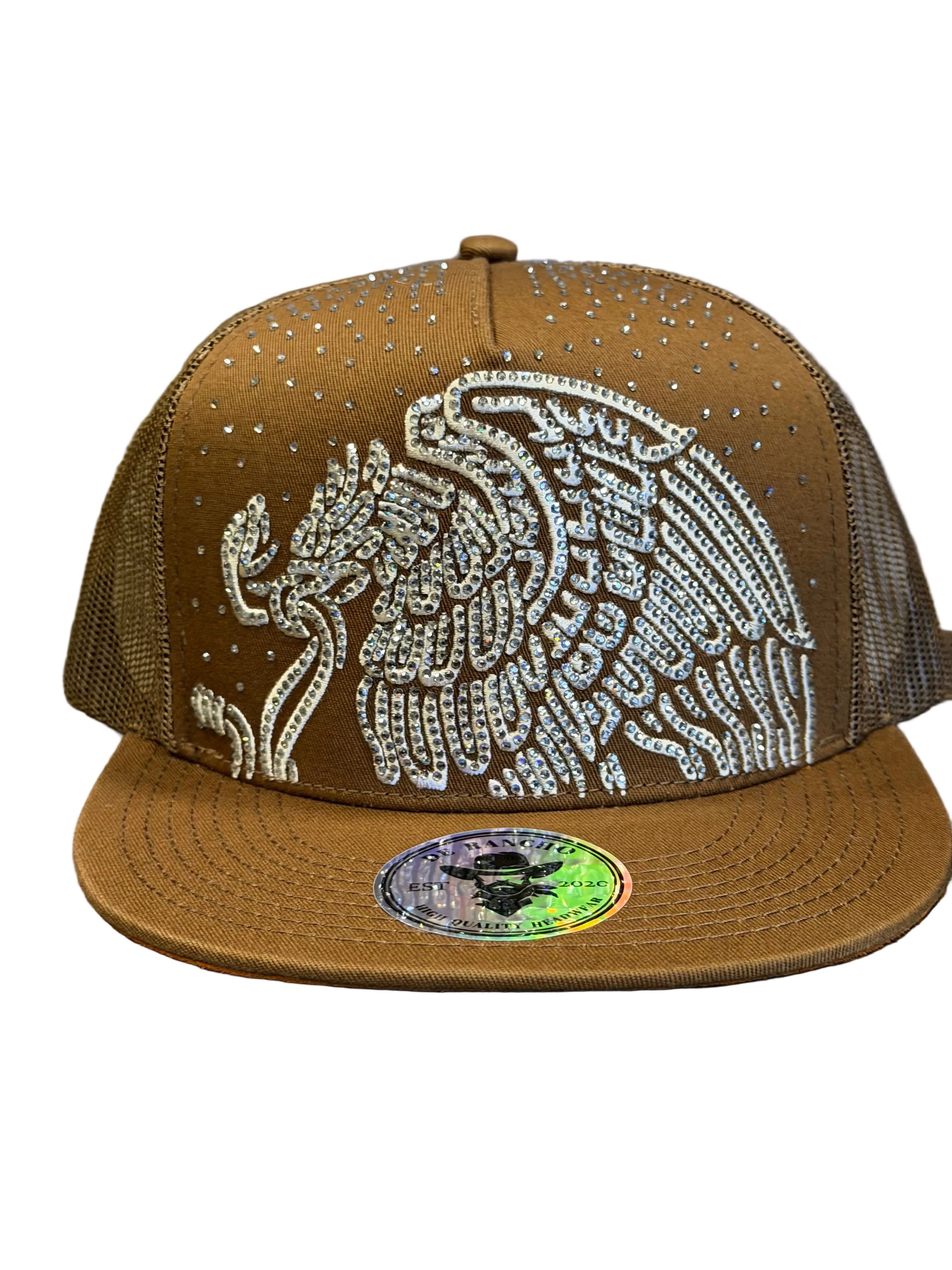 Brown Eagle Rhinestone Trucker Hat – Western Snapback Cap Unisex style