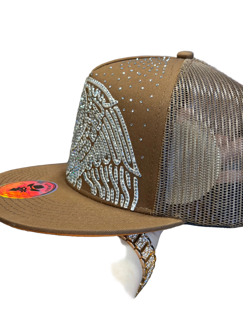 Brown Eagle Rhinestone Trucker Hat – Western Snapback Cap Unisex style