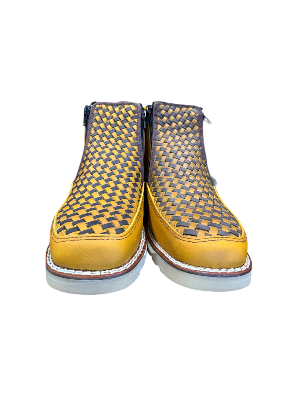 Men&nbsp;BootsHandwoven Square Toe Western Chelsea Boots – Side Zip Casual Cowboy Ankle