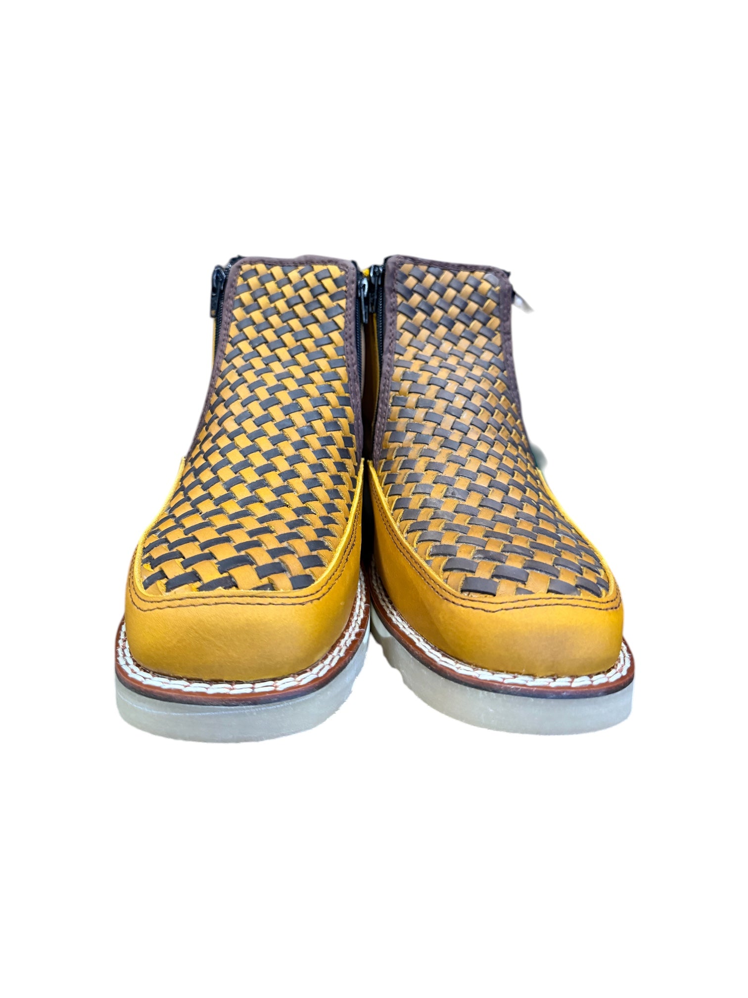 Men&nbsp;BootsHandwoven Square Toe Western Chelsea Boots – Side Zip Casual Cowboy Ankle