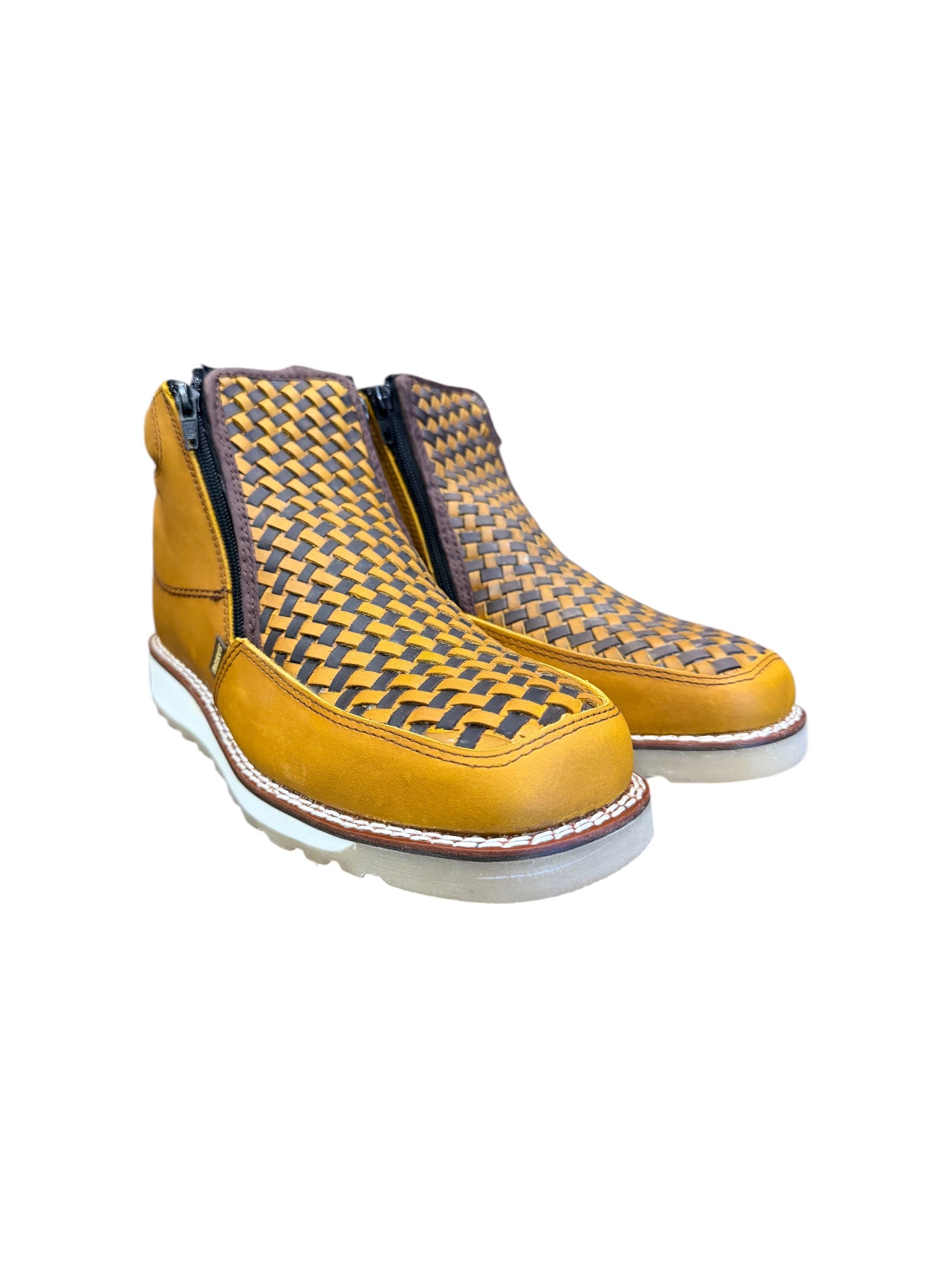 Men&nbsp;BootsHandwoven Square Toe Western Chelsea Boots – Side Zip Casual Cowboy Ankle