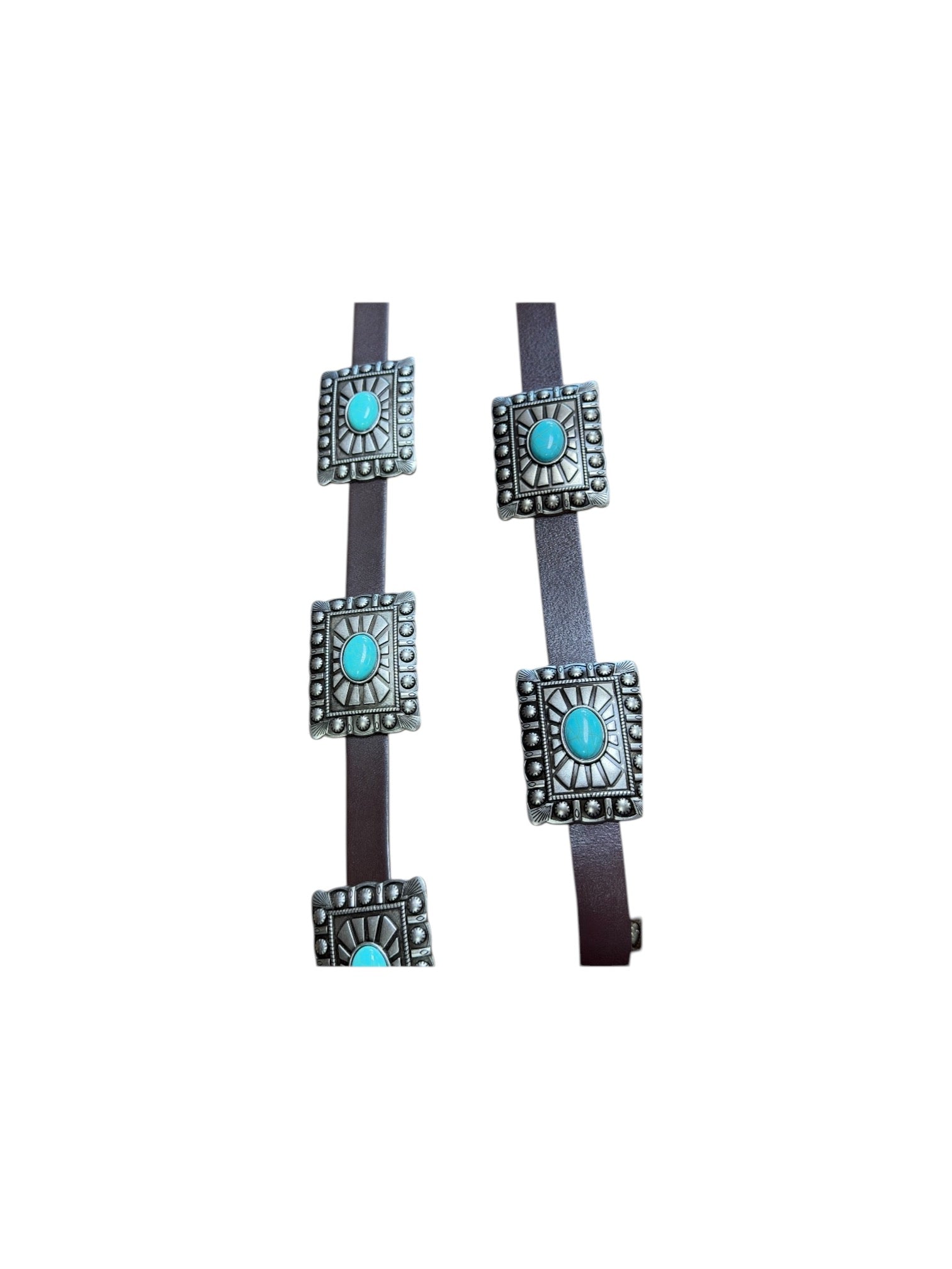 Western Belt Concho Silver Tone with Turquoise accents
