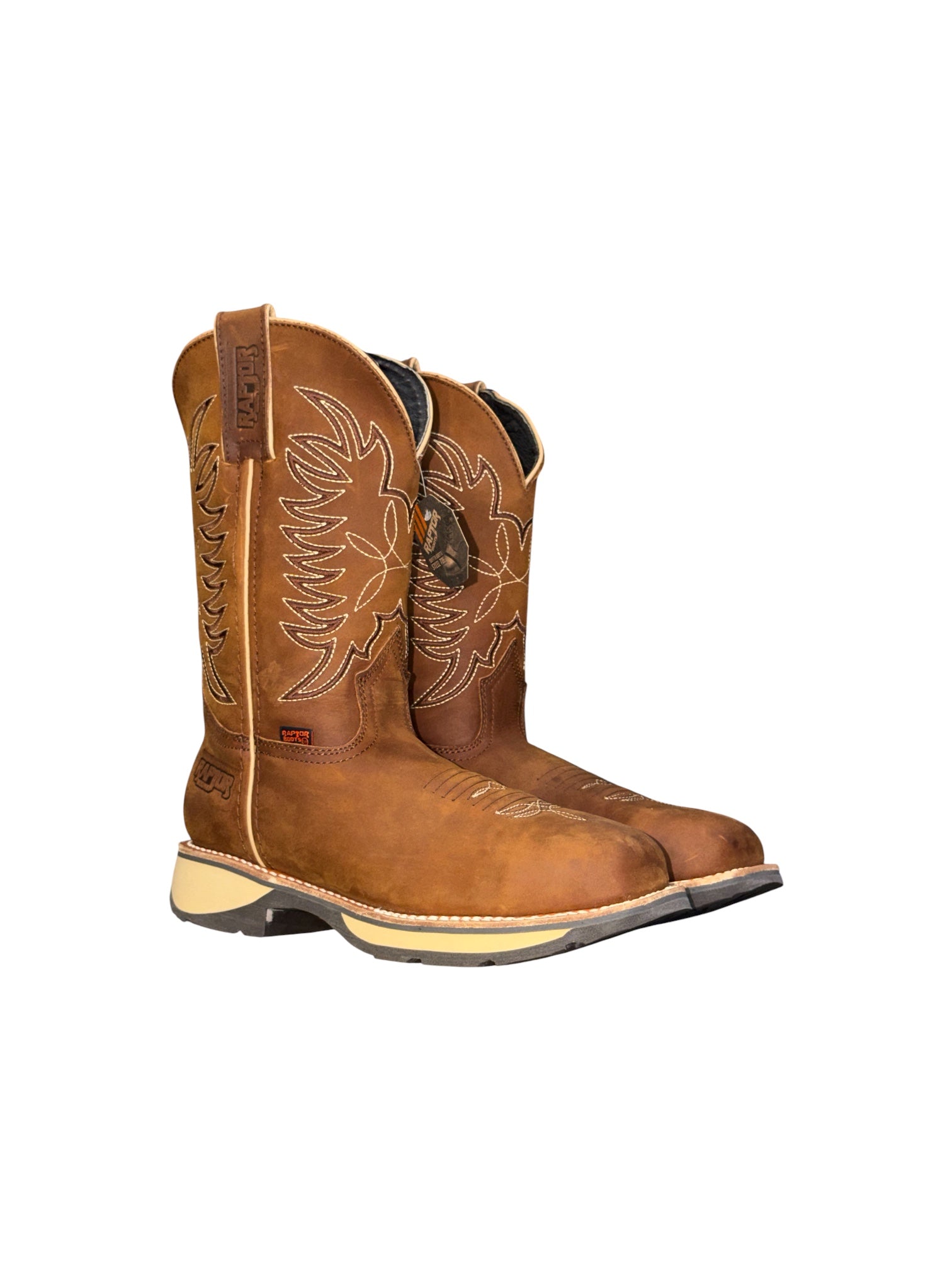 200 Raptor Men’s Western Work Boots – No Steel Toe Cowboy Boots, Slip Resistant, Durable Work Safety Boots