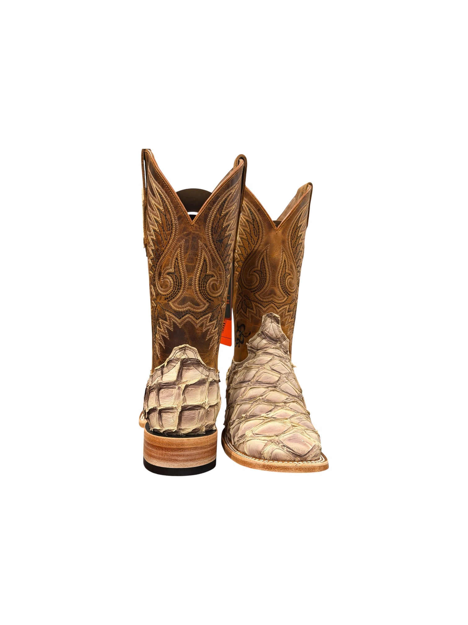 Luxury Pirarucu Exotic Cowboy Boots – Square Toe Handmade Western Boots