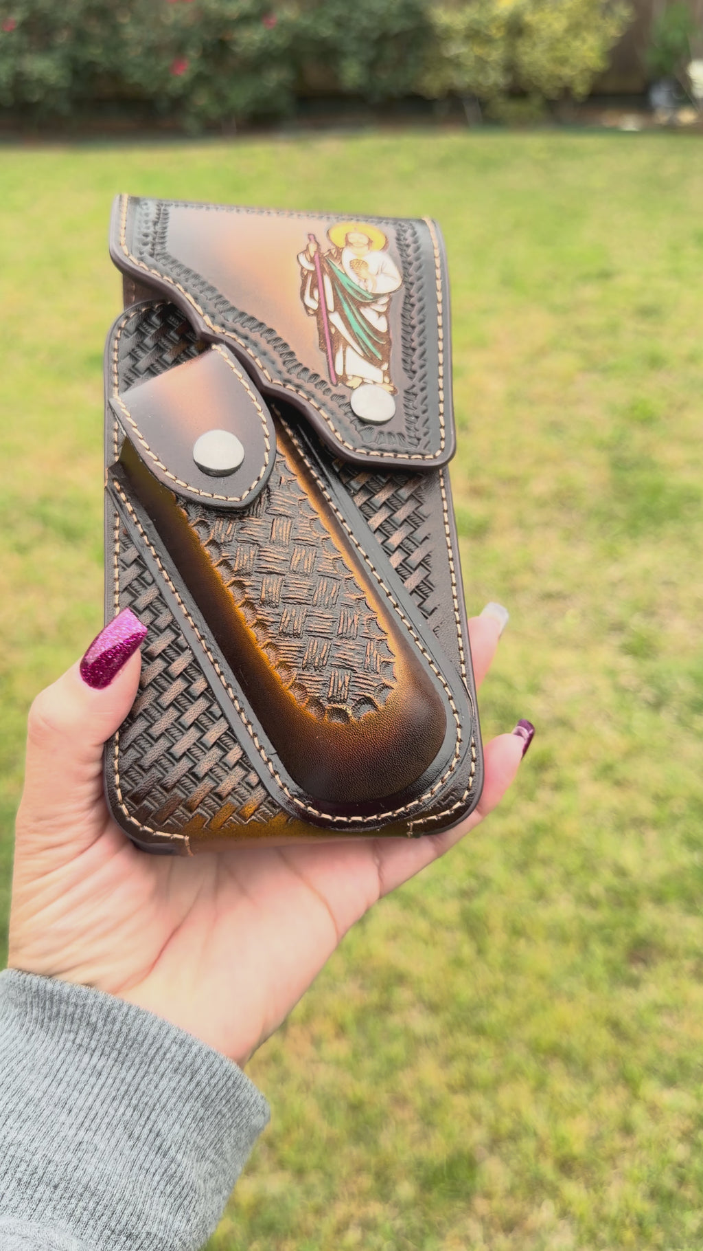 Leather Cellphone Holster w/ Knife Holder – Saint Jude Western Style