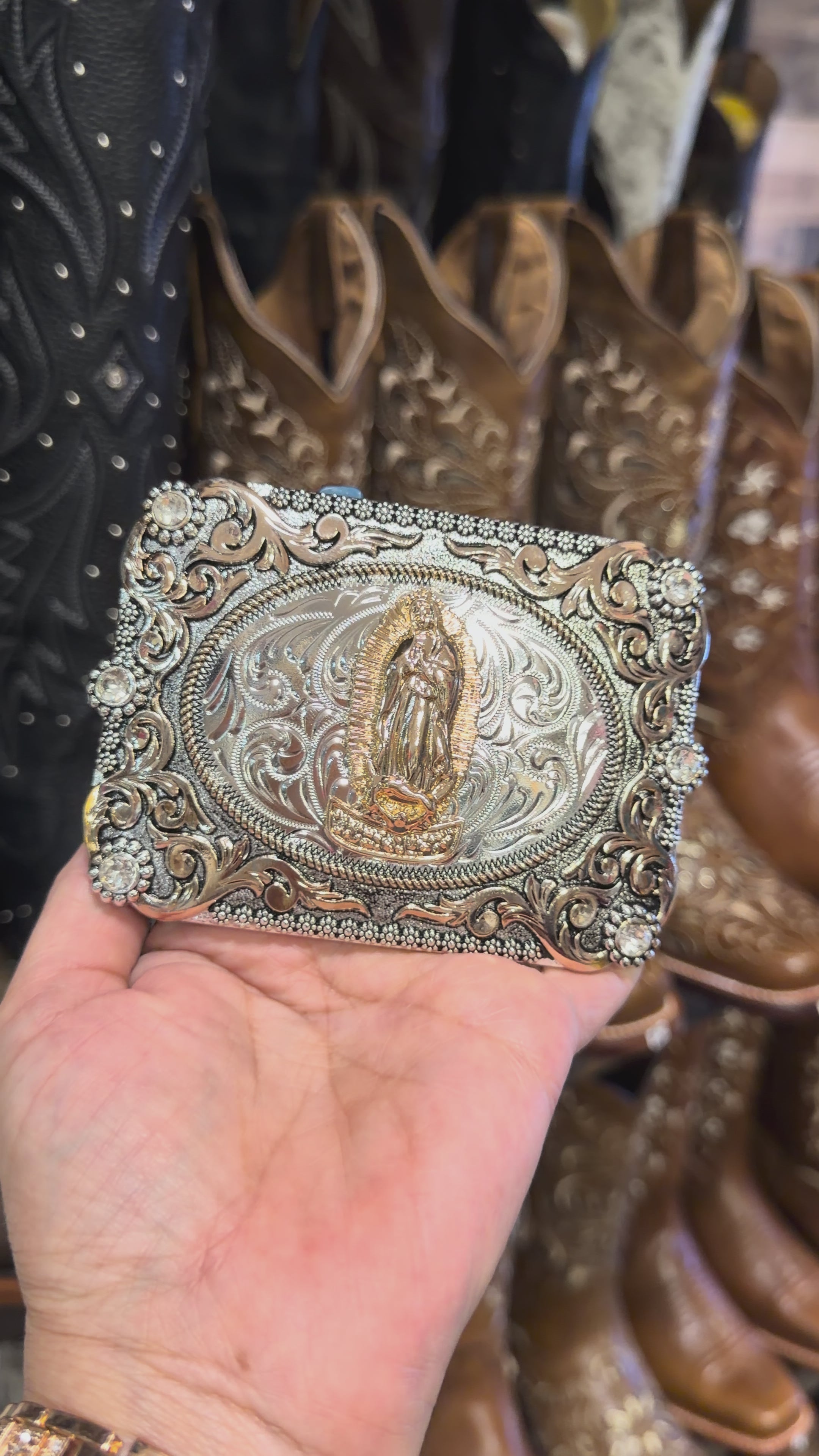 Virgin Mary Western Belt Buckle