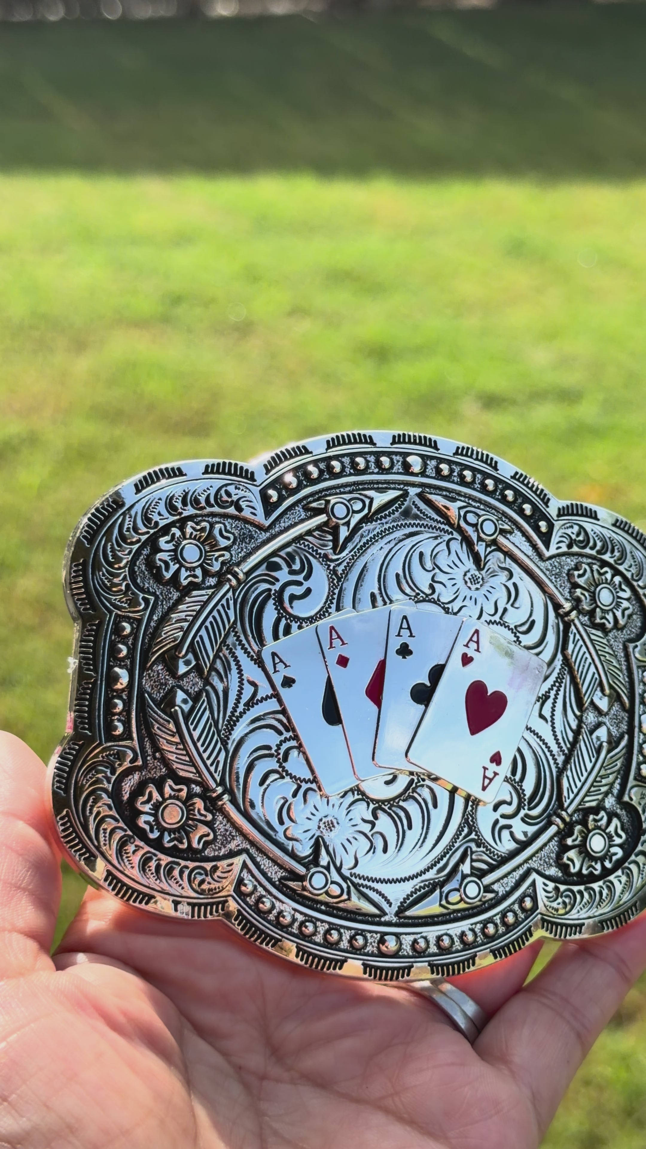 Western Belt Buckle Ace of Spades, Diamonds, Clubs, and Hearts