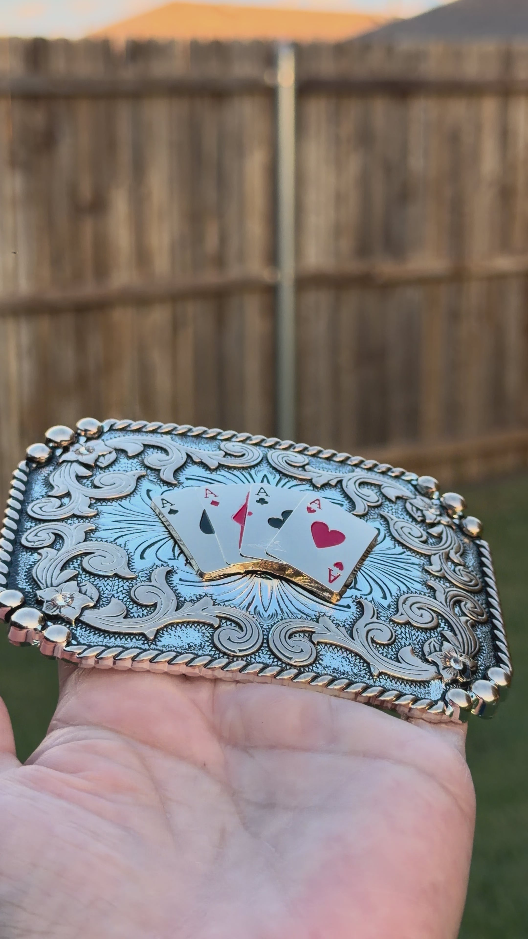 Vintage Western Poker Belt Buckle – Four Aces Playing Cards Cowboy Rodeo Buckle for Men & Women