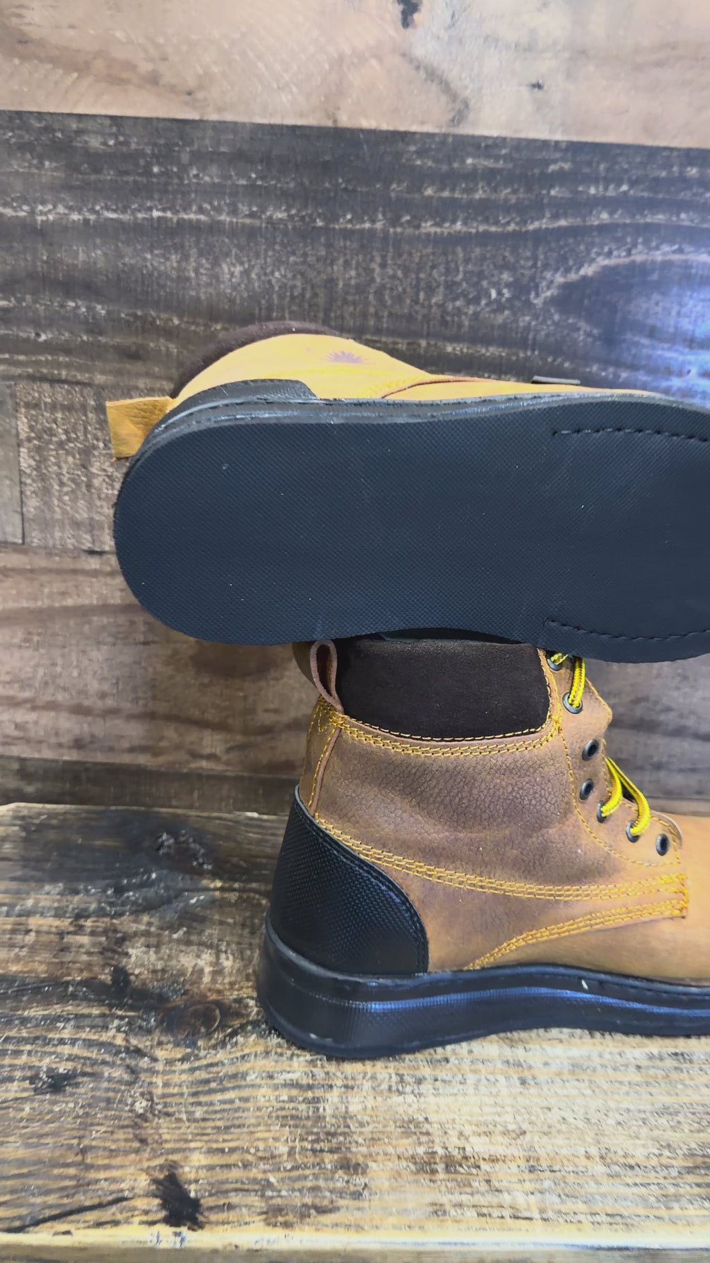 Men's Leather Work Boots – Soft Toe, Slip-Resistant, Lightweight Lace-Up Safety Boots