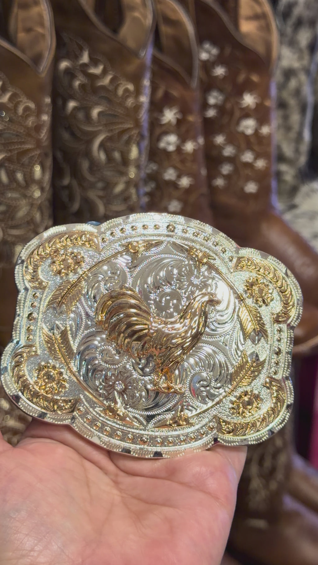 Vintage Western Rooster Belt Buckle for Men &amp; Women | Silver Gold Cowboy Rodeo Buckle