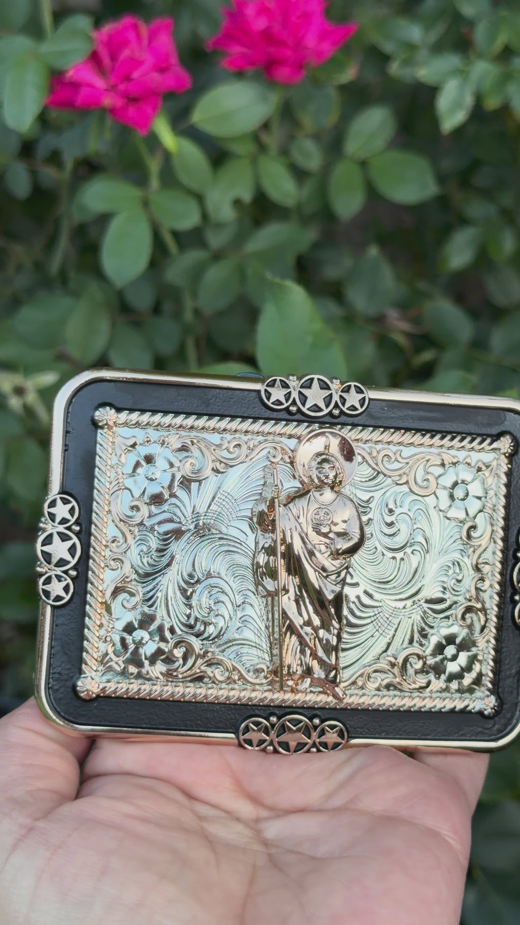 Western Religious Belt Buckle – Saint Jude Engraved Metal Cowboy Buckle for Men &amp; Women