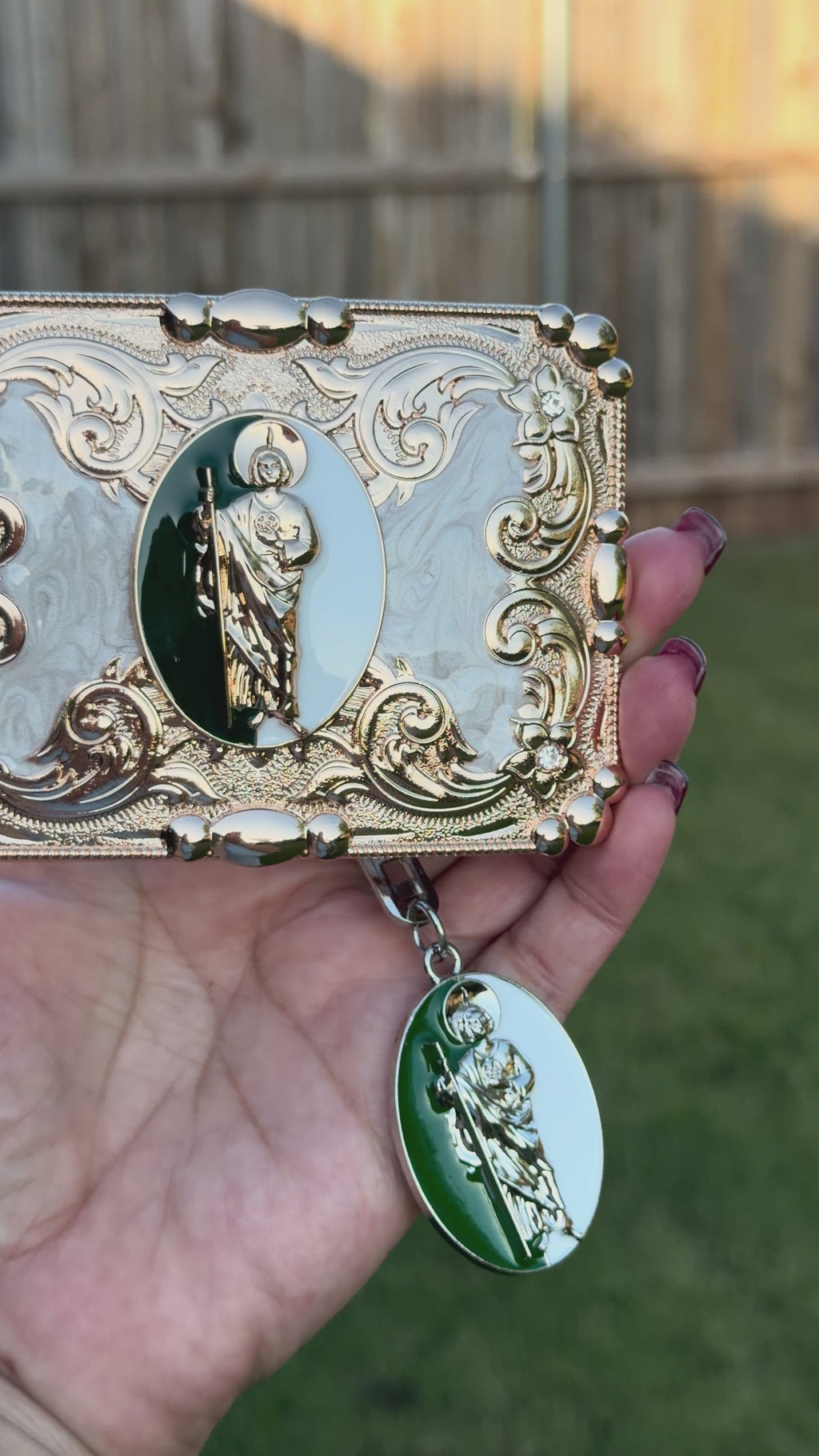 Saint Jude Belt Buckle & Matching Keychain Combo Set