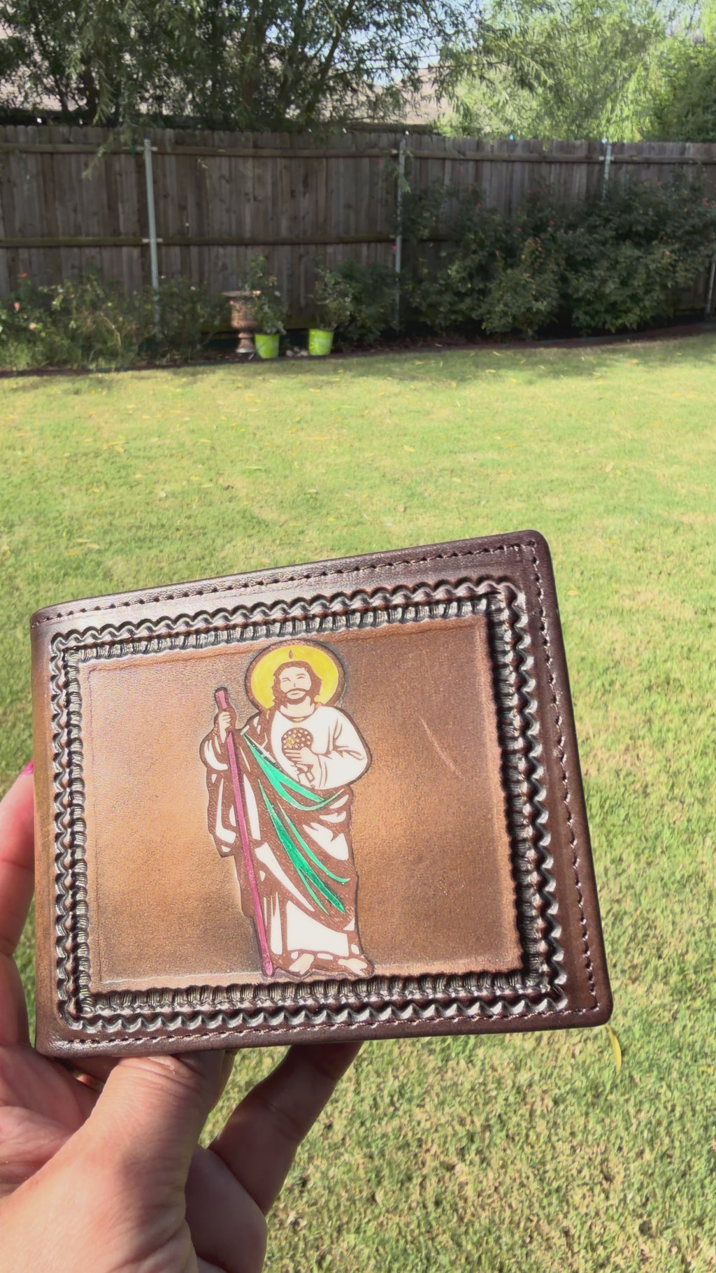 Genuine Leather St. Jude Bifold Wallet – Western Tooled Design – Men's