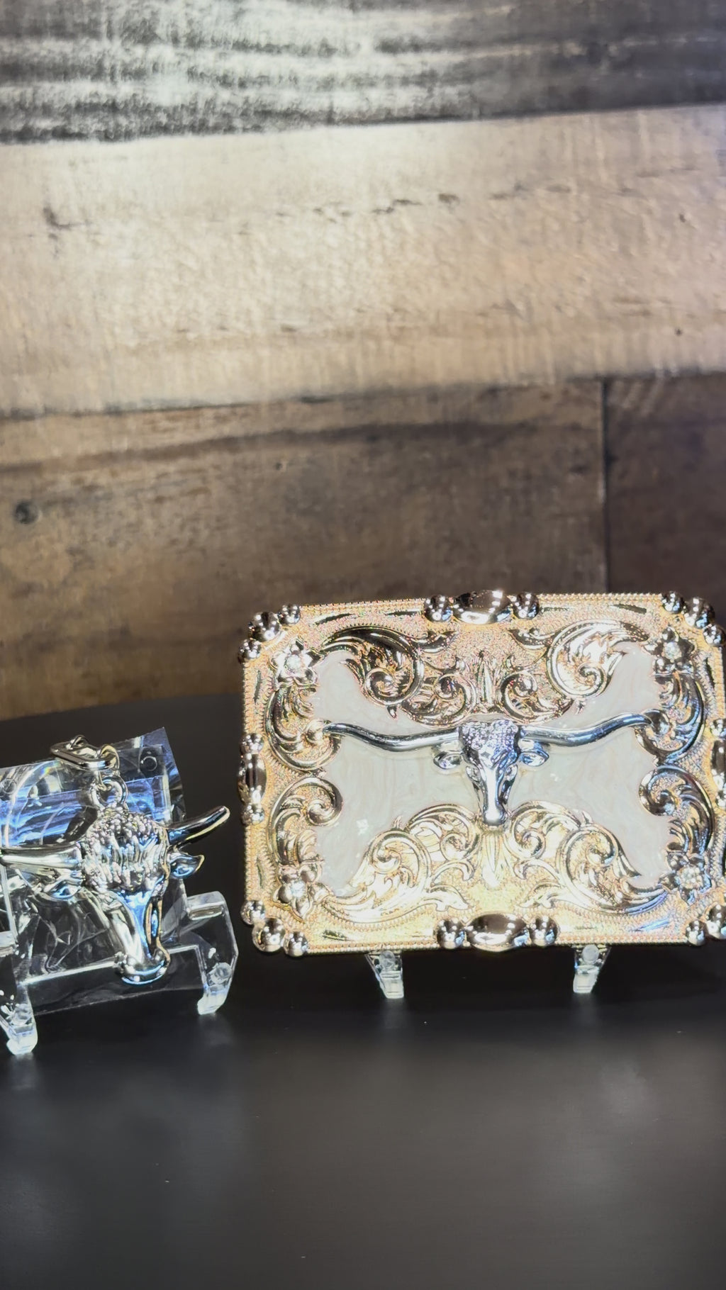 Western Longhorn Belt Buckle &amp; Matching Keychain Set