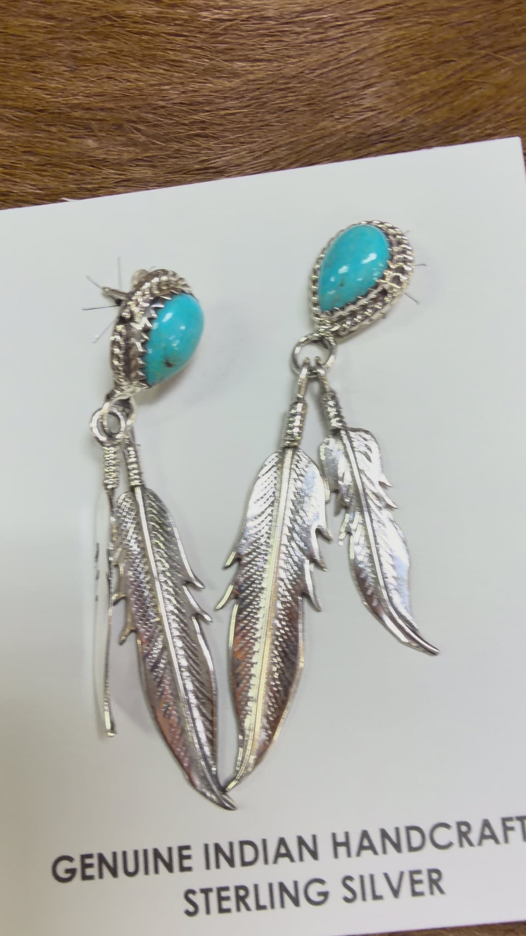 Sterling Silver Turquoise Feather Dangle Earrings | Native-Inspired Handcrafted Jewelry