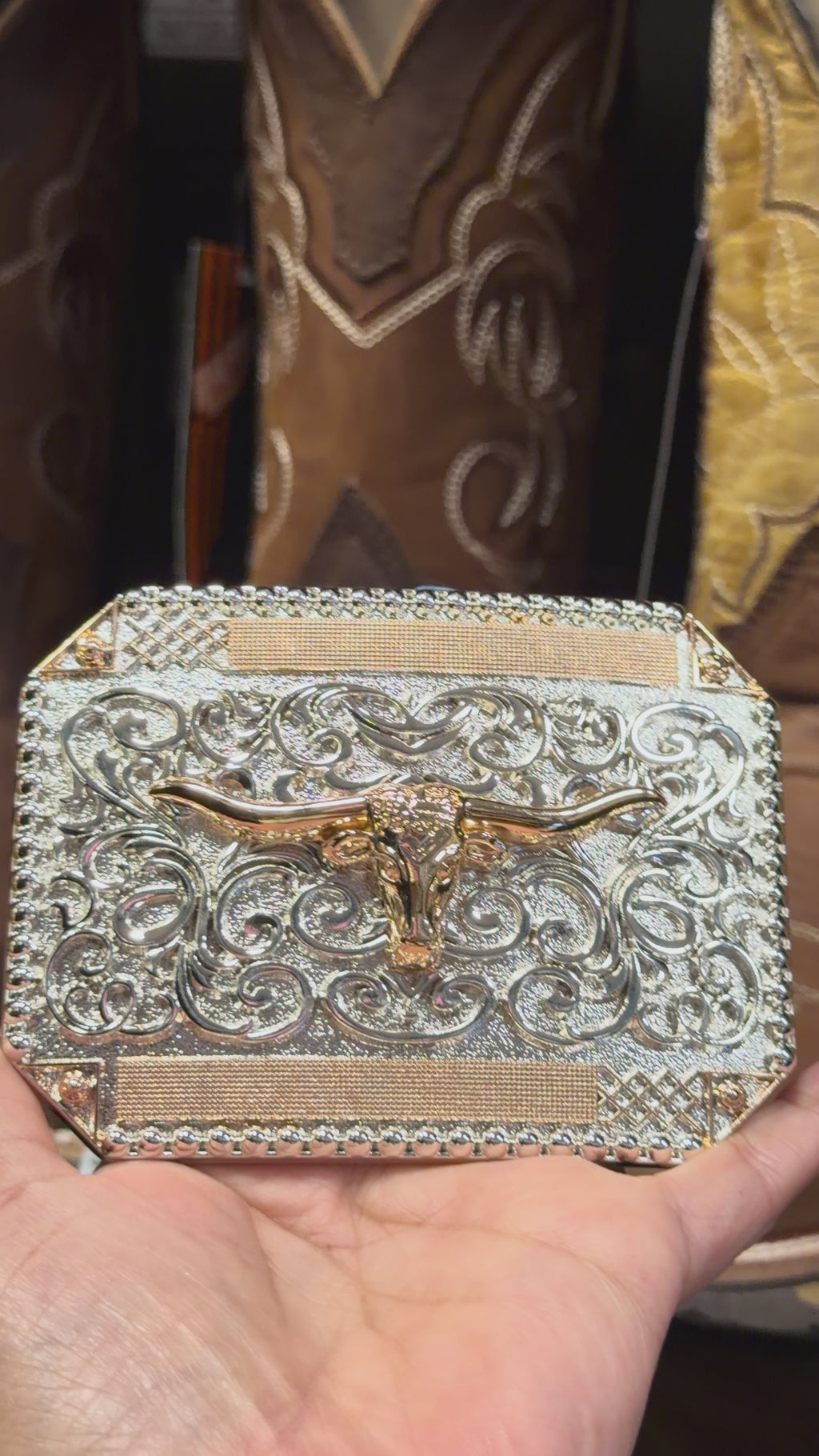 Western Longhorn Belt Buckle for Men &amp; Women | Silver &amp; Gold Cowboy Rodeo Buckle