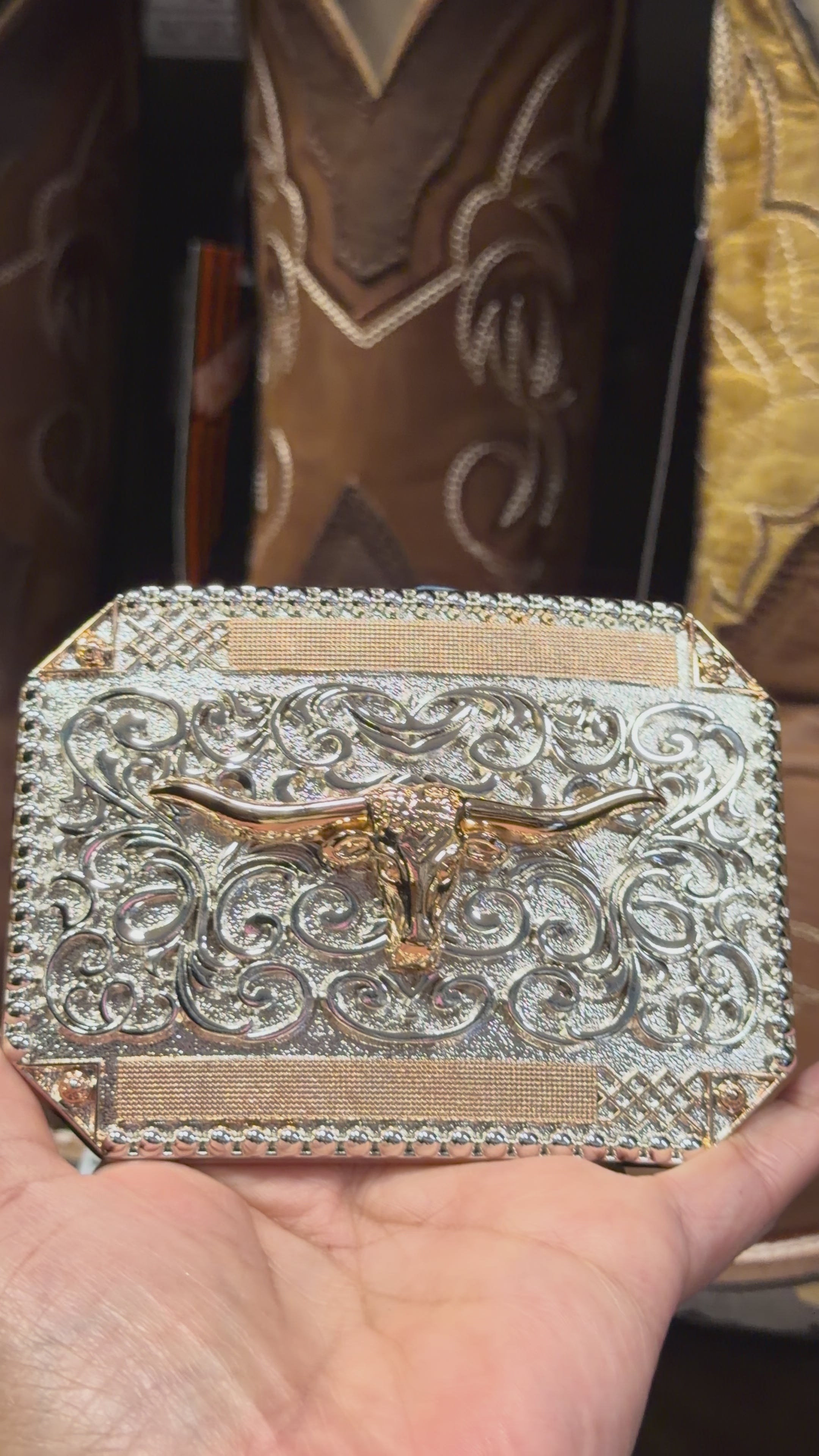 Western Longhorn Belt Buckle for Men &amp; Women | Silver &amp; Gold Cowboy Rodeo Buckle