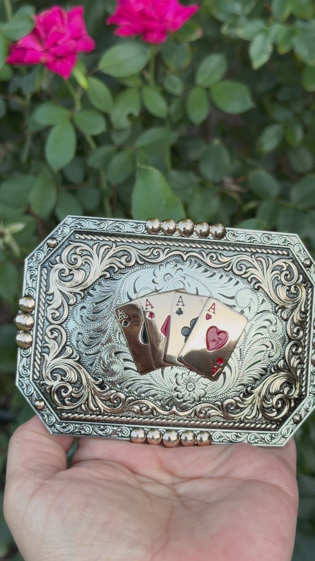 Western Playing Cards Belt Buckle