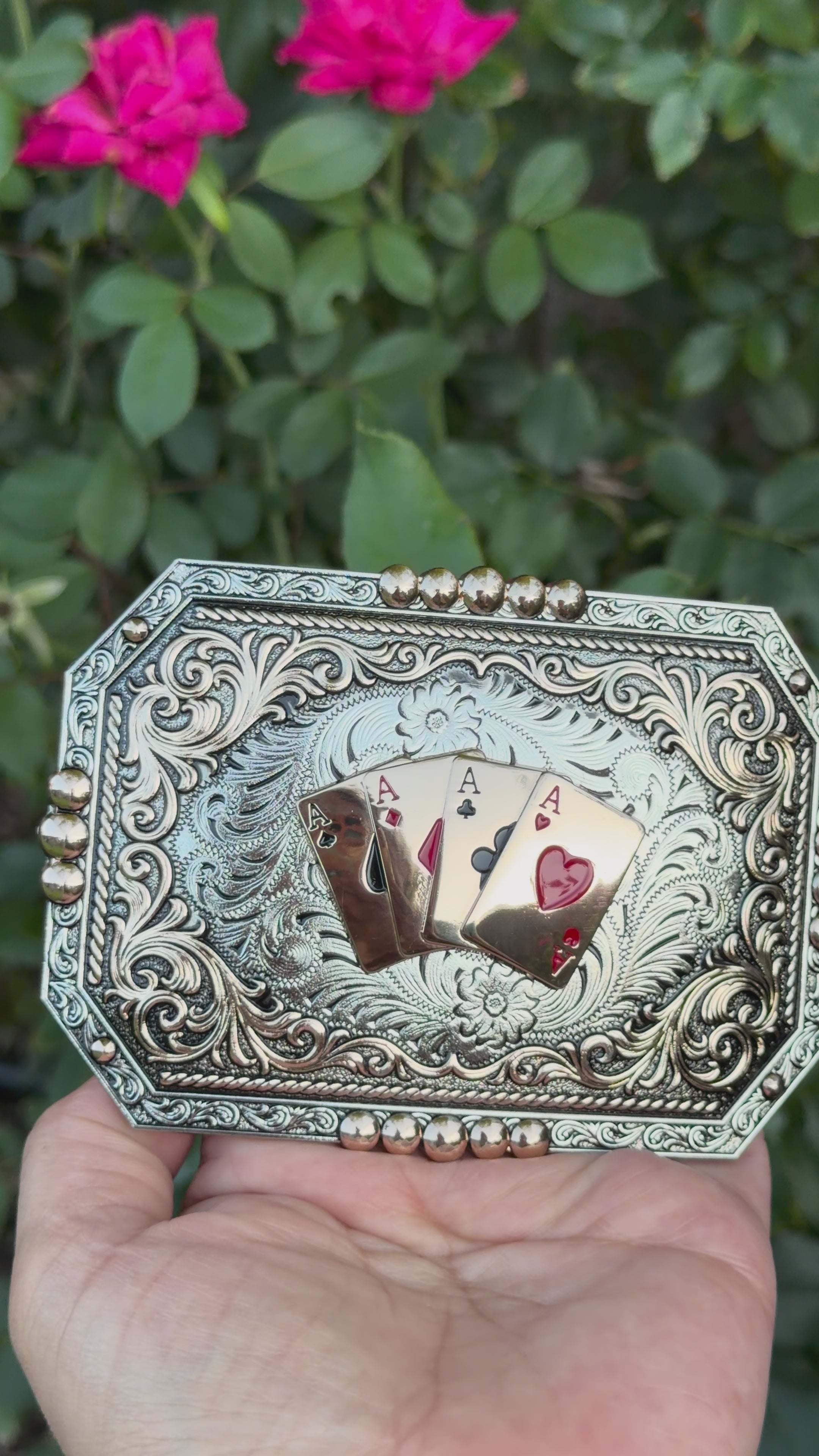 Western Playing Cards Belt Buckle