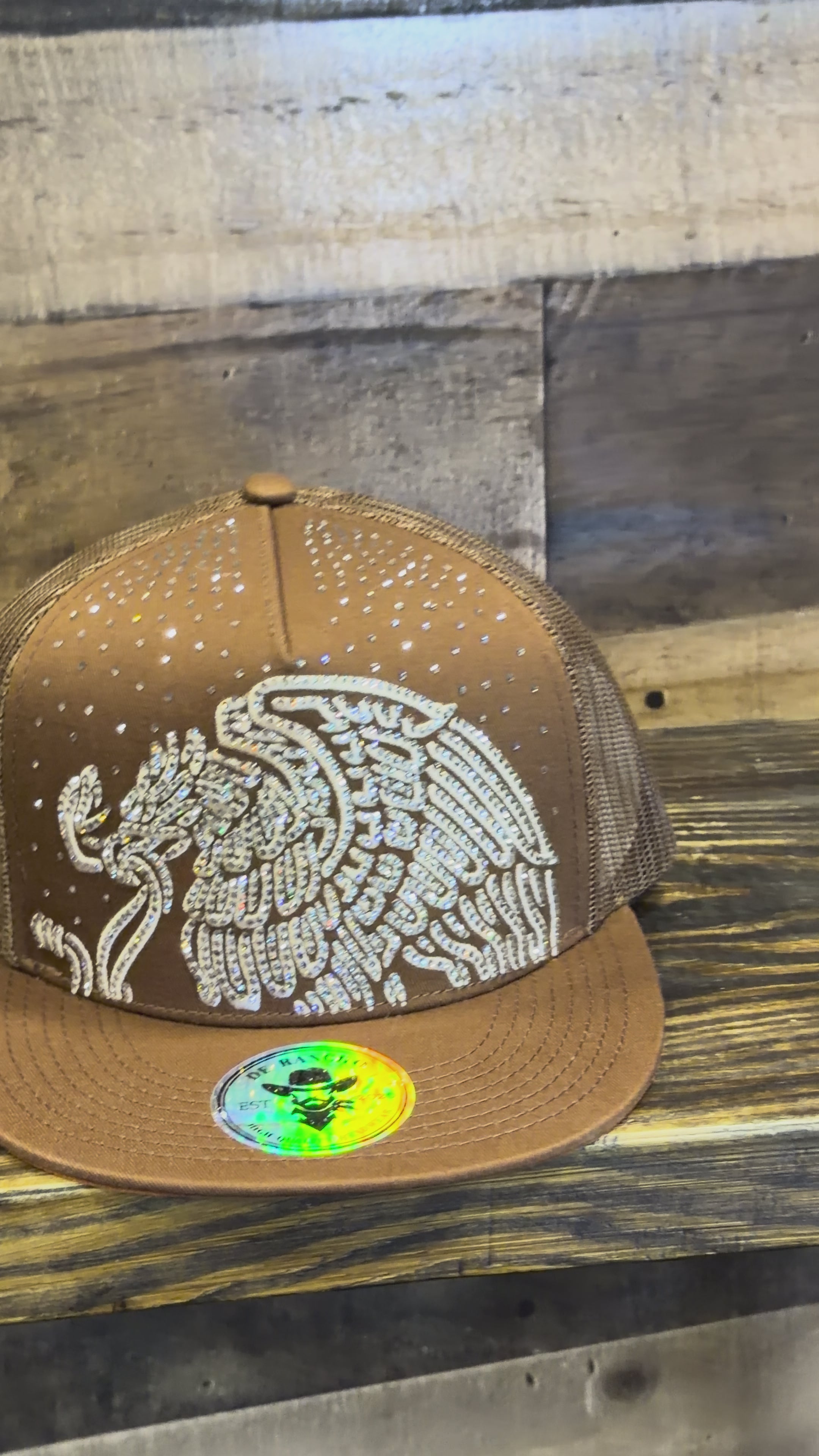 Brown Eagle Rhinestone Trucker Hat – Western Snapback Cap Unisex style