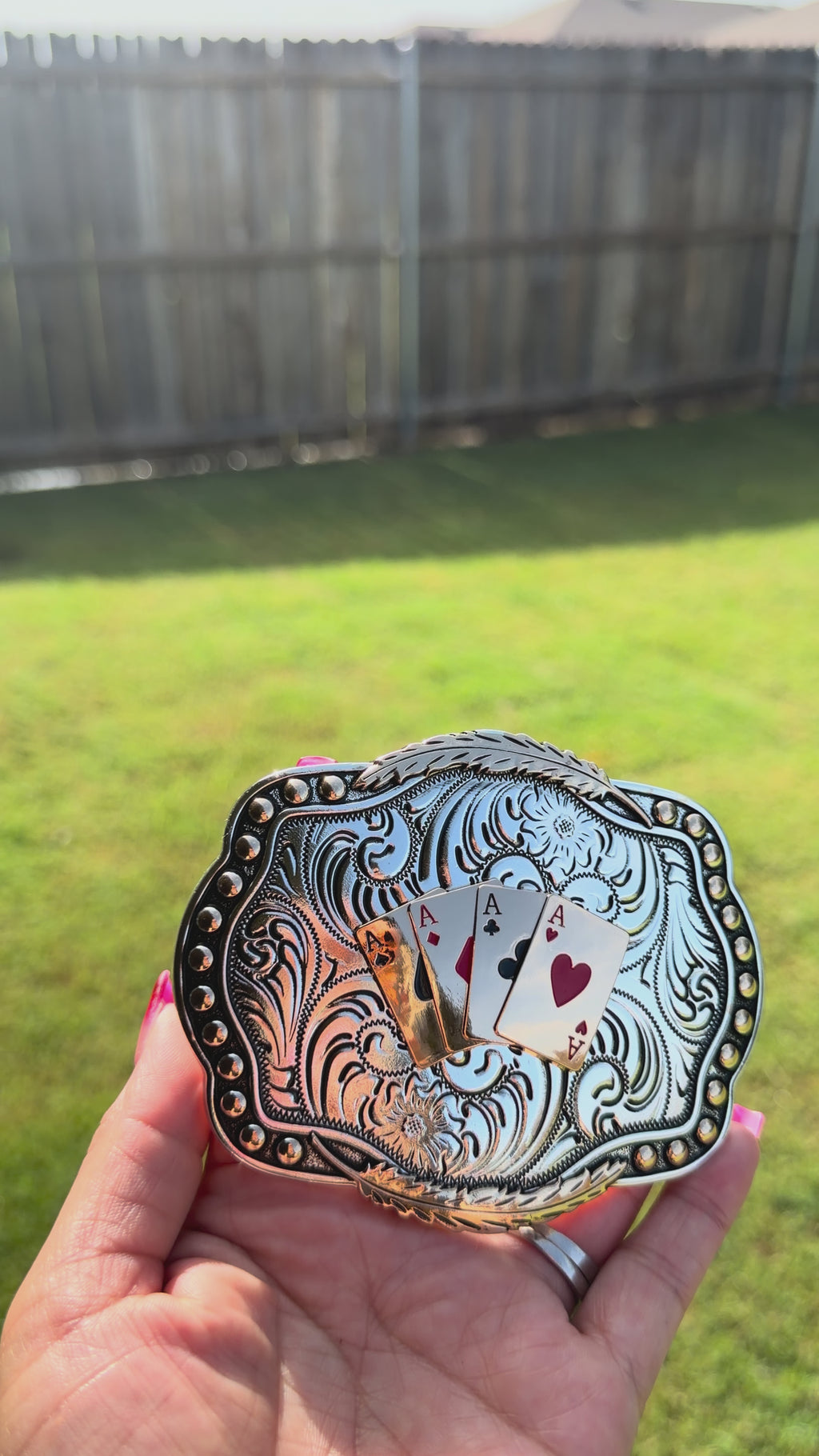 Western Belt Buckle Ace of Spades, Diamonds, Clubs, and Hearts